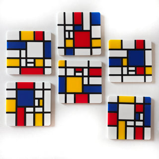 Oval coasters Mondrian inspired