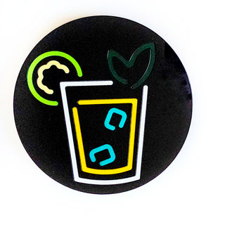 Round neon cocktail coasters – 80s vibes