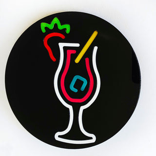 Round neon cocktail coasters – 80s vibes