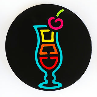 Round neon cocktail coasters – 80s vibes