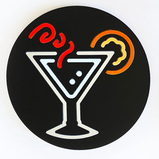 Round neon cocktail coasters – 80s vibes