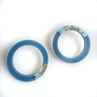 Circle Earrings Jeans Blue 
