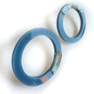 Circle Earrings Jeans Blue 
