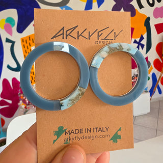 Circle Earrings Jeans Blue 