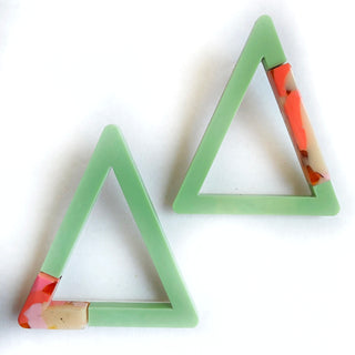 Triangle earrings mint and blush