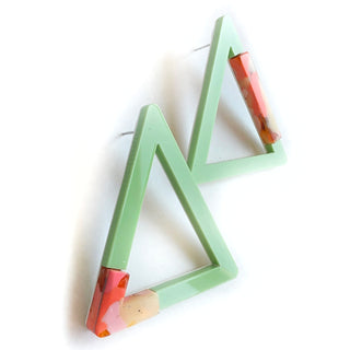 Triangle earrings mint and blush