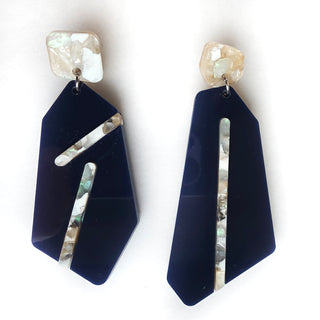 Navy Blue Earrings with Ice-Effect Inserts