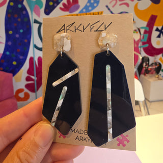 Navy Blue Earrings with Ice-Effect Inserts