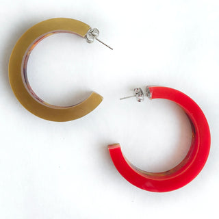 Red and Gold Hoop Earrings