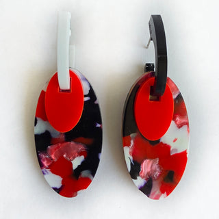 Interchangeable Oval Earrings in Black and White