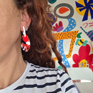 Interchangeable Oval Earrings in Black and White