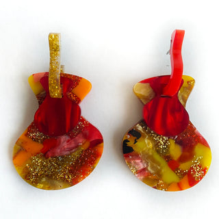 Interchangeable irregular Shape Earrings in Red and Gold